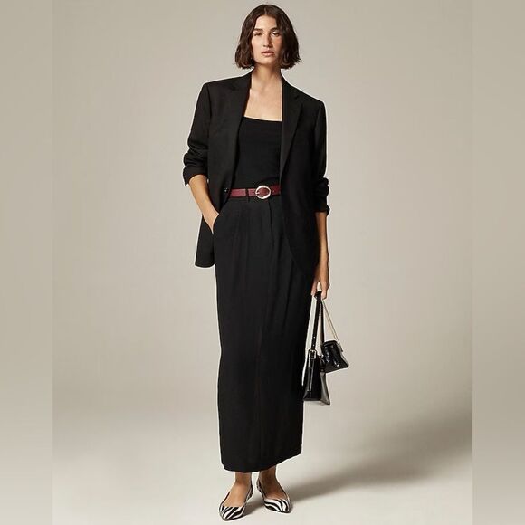 NWT J CREW Trouser maxi skirt in viscose crepe in black - Picture 2 of 7